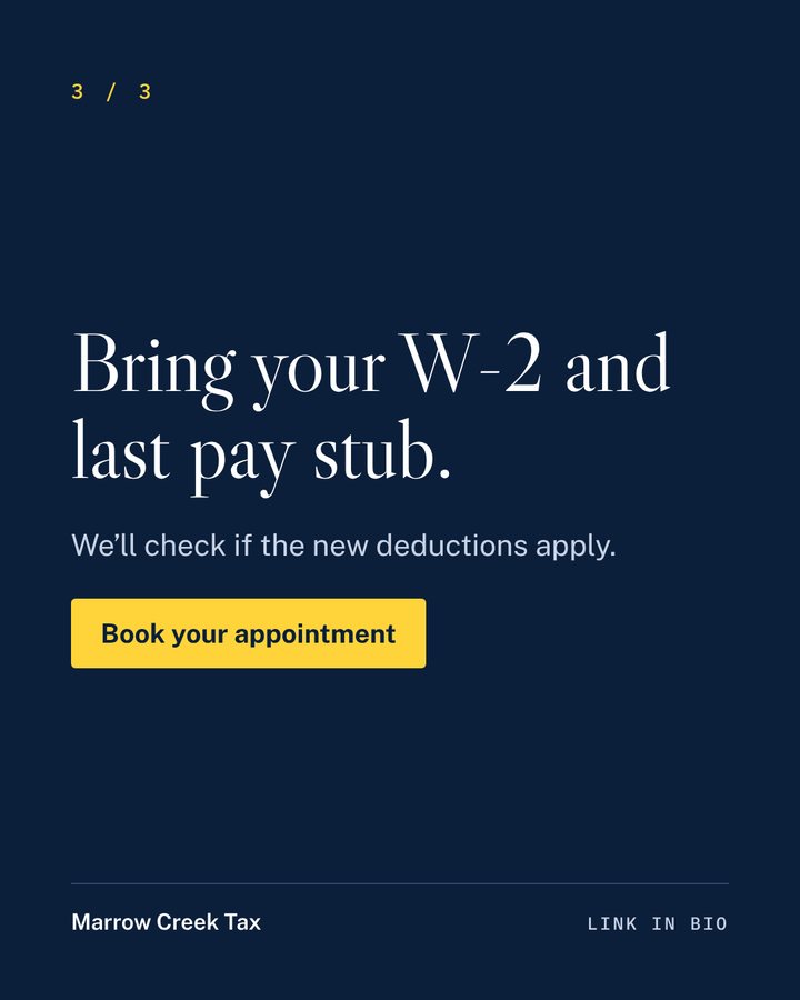 Instagram slide 3: Bring your W-2 and last pay stub.